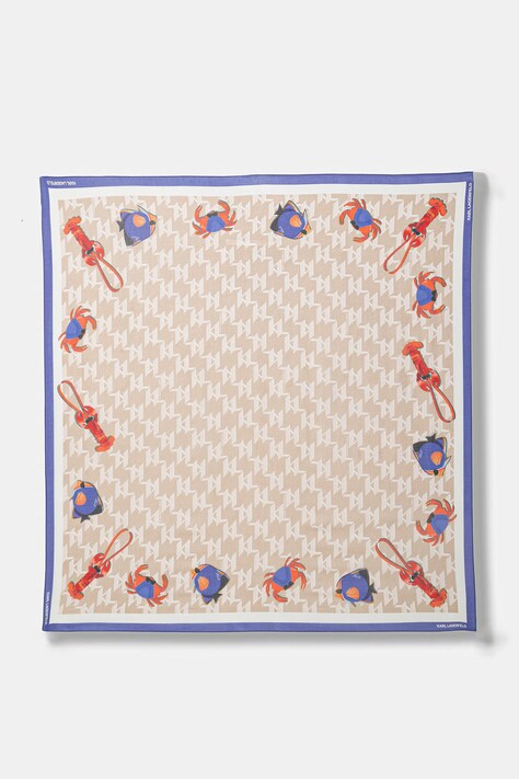 Karl Lagerfeld chusta damska z dodatkiem jedwabiu IKON beżowa B2W33070