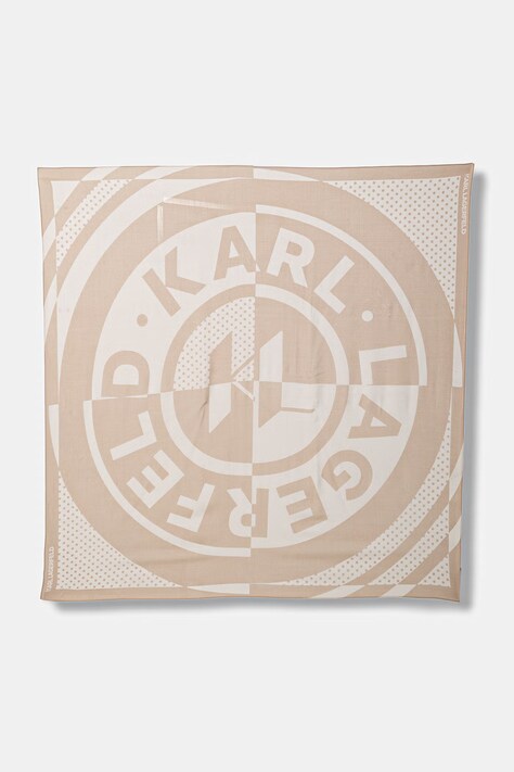 Karl Lagerfeld šátek ženský s příměsí hedvábí K/CIRCLE béžový B2W33041