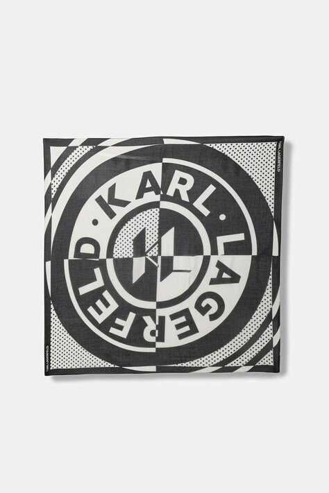 Karl Lagerfeld šátek ženský s příměsí hedvábí K/CIRCLE černý B2W33041