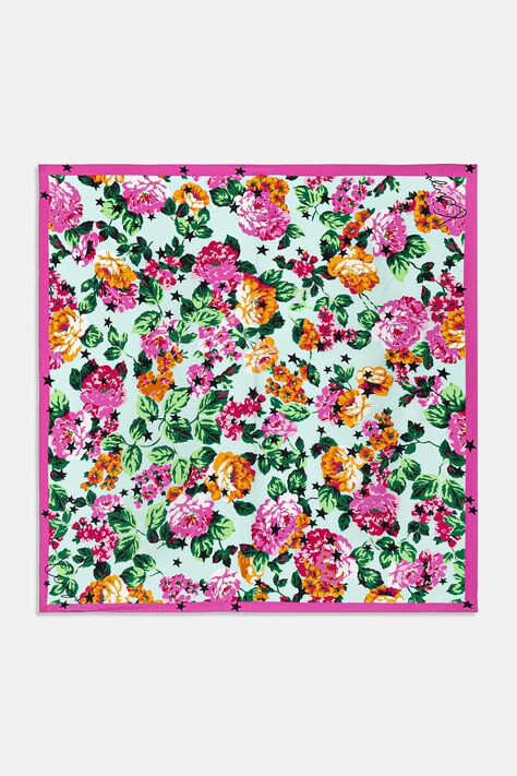 Kenzo apaszka jedwabna Square damska kolor niebieski wzorzysta FG52EW320PEO