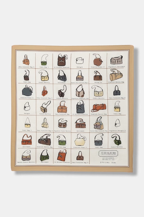 Coach apaszka damska jedwabna beżowa 29CEH31