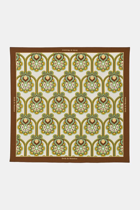 Drôle de Monsieur apaszka bawełniana Foulard Tapisserie Florale męska kolor zielony wzorzysta J.BA023.CO262.GN