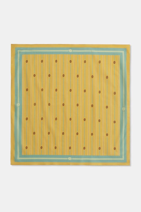 Drôle de Monsieur apaszka damska bawełniana Rayure Monogramme żółta K-BA021-CO128-MS