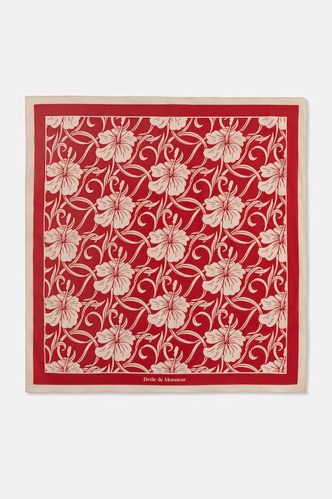 Drôle de Monsieur apaszka damska bawełniana Monogramme Hibiscus czerwona K-BA028-CO128-RD