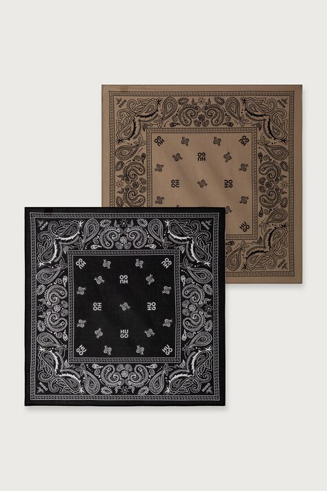 HUGO Apaszka męska bawełniana 2Bandana_pack_M beżowa 50561669