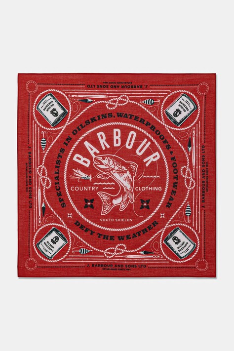 Barbour MAC0488RE71 bandana bawełniana męska czerwona Heritage