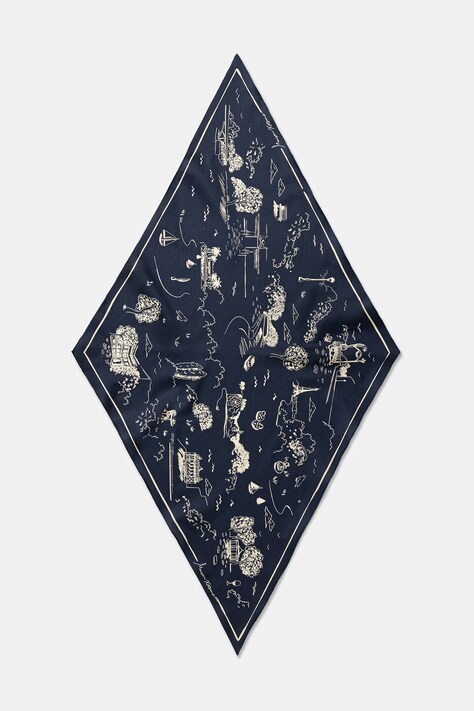 Maison Kitsuné Parisian Map apaszka bawełniana granatowa QU06205WB0054