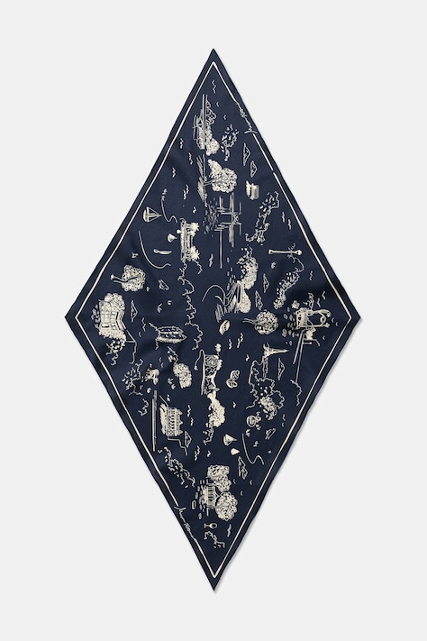 Maison Kitsuné Parisian Map apaszka bawełniana granatowa QU06205WB0054