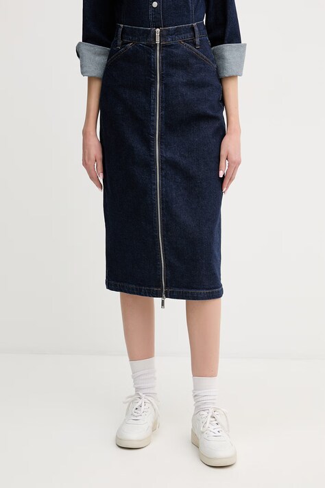Calvin Klein Jeans spódnica jeansowa kolor granatowy midi prosta LV047E791G