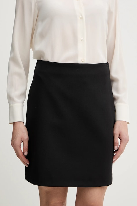 Weekend Max Mara spódnica z dodatkiem wełny ARCADIA kolor czarny mini prosta 2615101041600