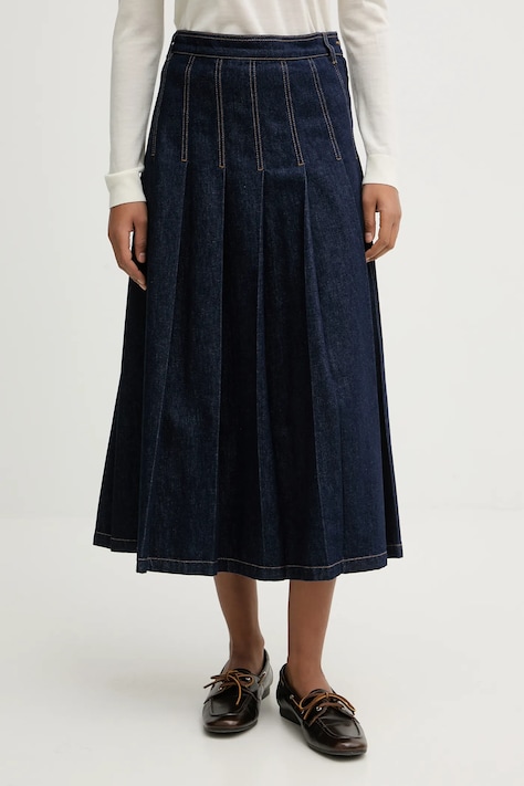 Weekend Max Mara spódnica jeansowa OVALE kolor granatowy midi rozkloszowana 2615101071600