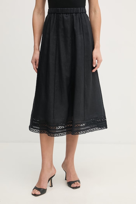 Weekend Max Mara sukňa ľanová GERGO čierna hladká 2615101012600