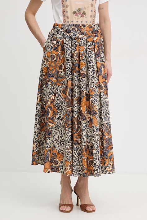 Weekend Max Mara spódnica bawełniana UOMO kolor granatowy midi rozkloszowana 2615101022600