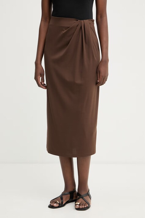 Weekend Max Mara spódnica LAPPOLE brązowa gładka 2615771012600