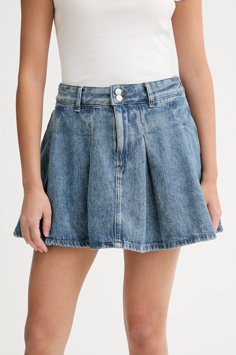 Tommy Jeans Spódnica bawełniana kolor niebieski mini rozkloszowana DW0DW21992