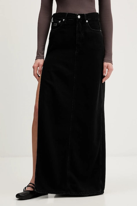 Tommy Jeans spódnica jeansowa kolor czarny maxi prosta DW0DW22119