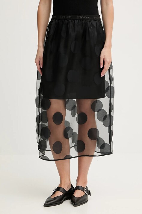 Stine Goya spódnica kolor czarny midi rozkloszowana SG-PS26-SK023-2460