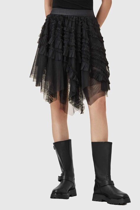 AllSaints spódnica kolor czarny mini rozkloszowana W040RD