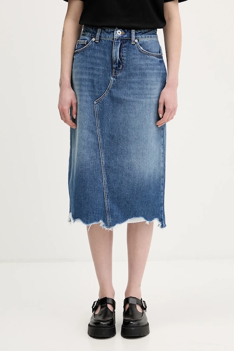 Traper suknja Hugo Blue Gadele_B boja: plava, midi, ravna, 50553062