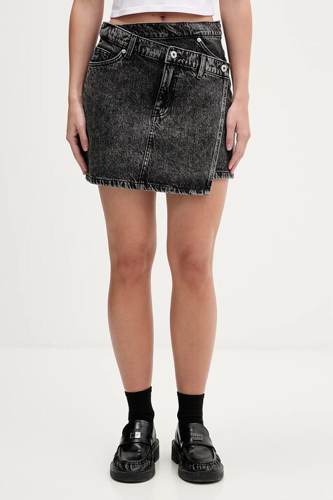 Hugo Blue spódnica jeansowa Galaxy_1_B kolor czarny mini prosta 50559270