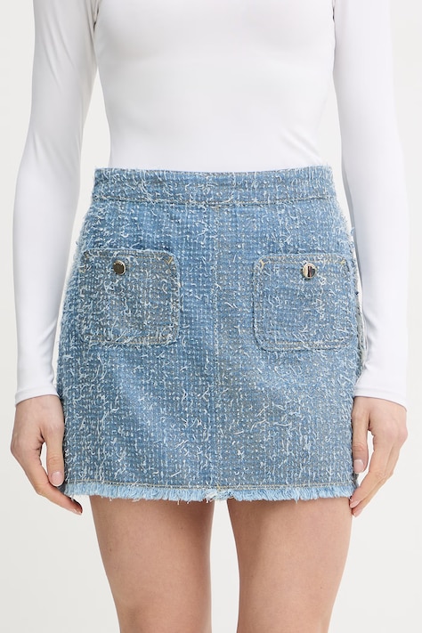 Guess spódnica jeansowa JULIETTE kolor niebieski mini ołówkowa W6RD0C D6871