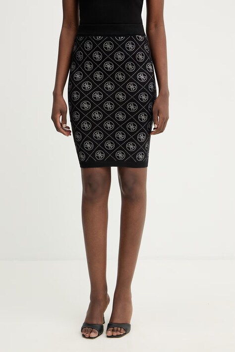 Suknja s primjesom vune Guess 4G boja: crna, mini, pencil, W6RD0O Z3JD2