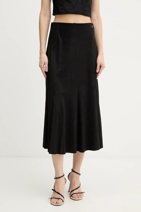 Sukňa Guess NUNZIA čierna farba, midi, áčkový strih, W6RD15 WJ472