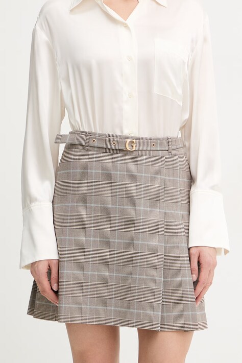 Guess spódnica GERALDINE kolor beżowy mini rozkloszowana W6RD55 WJ642