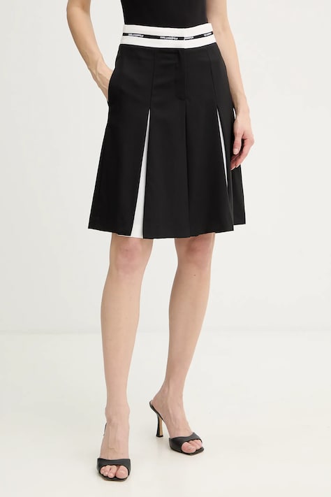 Φούστα με προσθήκη μαλλιού Karl Lagerfeld χρώμα: μαύρο, B1W12005