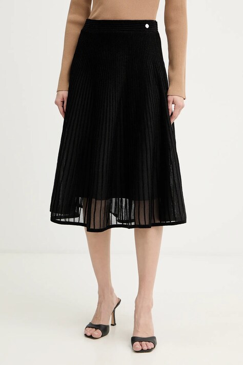 Karl Lagerfeld spódnica kolor czarny midi rozkloszowana B1W12028