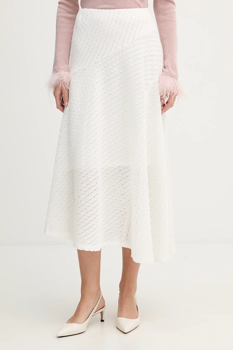 Dkny spódnica kolor beżowy midi rozkloszowana P5JGTDPK