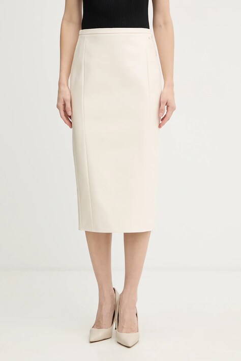 Armani Exchange spódnica kolor beżowy midi prosta XW001814 AF18859