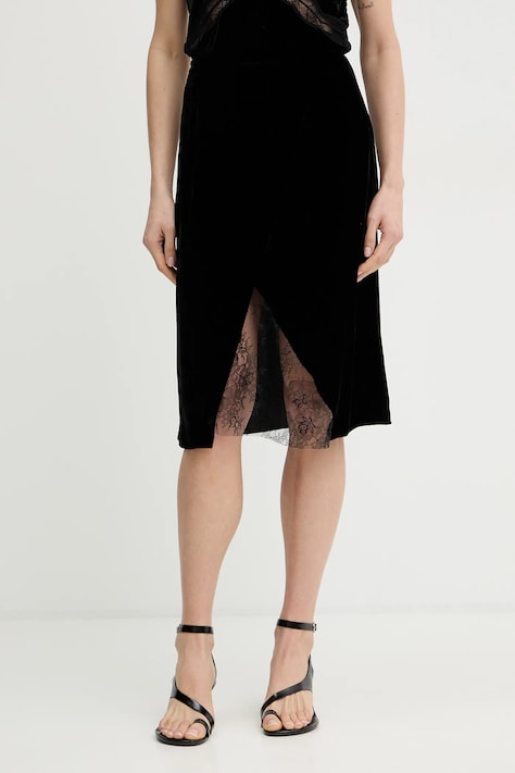 ZADIG&VOLTAIRE spódnica z domieszką jedwabiu kolor czarny mini prosta WWSK01610