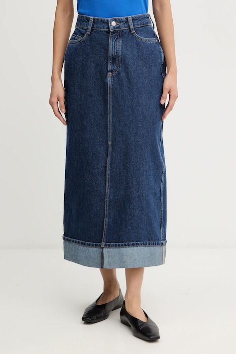 Marc O'Polo spódnica jeansowa kolor granatowy midi prosta 5000007883