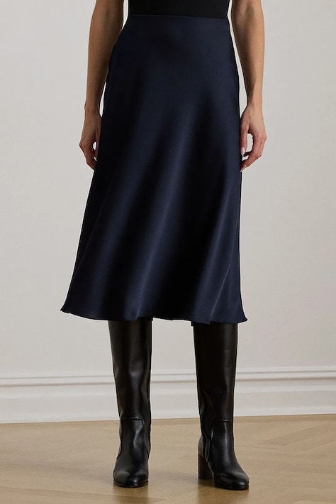 Lauren Ralph Lauren spódnica kolor granatowy midi rozkloszowana 200925882