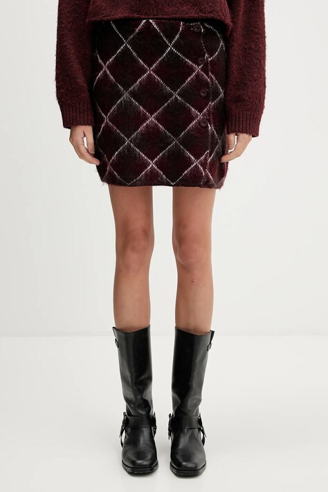 The Ragged Priest spódnica kolor bordowy mini prosta RPAW251077KW