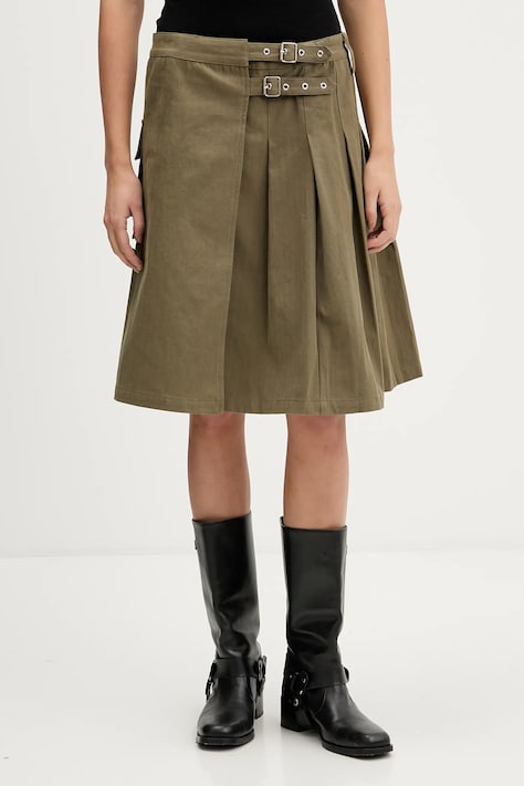 The Ragged Priest spódnica bawełniana kolor zielony mini rozkloszowana RPAW251016WV