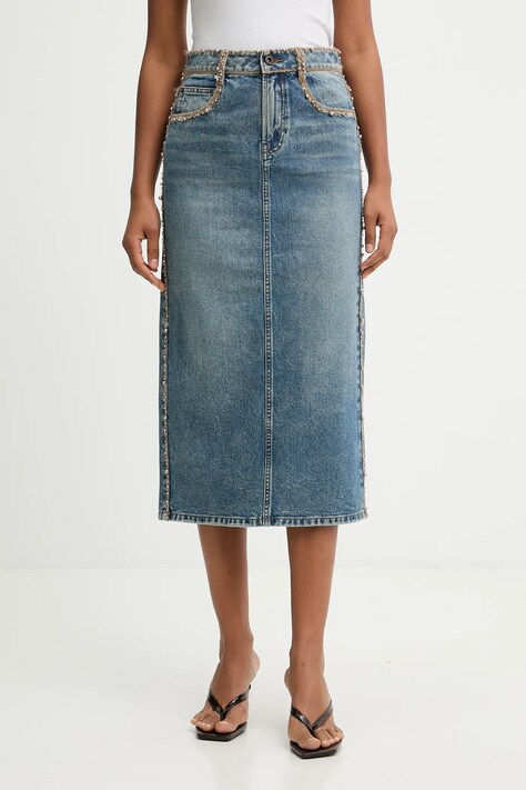 Miss Sixty spódnica jeansowa kolor niebieski midi prosta 6S4KJ05800