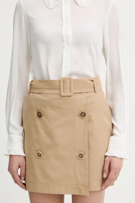 Pinko spódnica bawełniana kolor beżowy mini ołówkowa 106279 A2ER