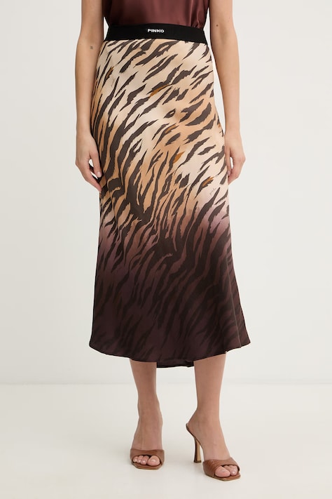 Pinko Φούστα με βισκόζη Καφέ με animal print 106549 A37R