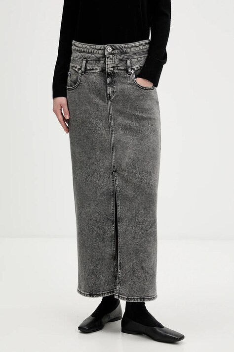 Karl Lagerfeld Jeans spódnica jeansowa kolor szary midi ołówkowa B1W12016