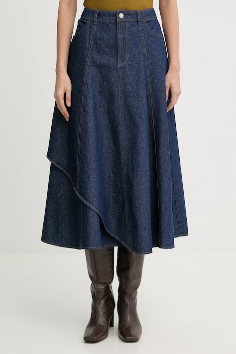 Hoss Intropia spódnica jeansowa kolor granatowy midi rozkloszowana 8423013