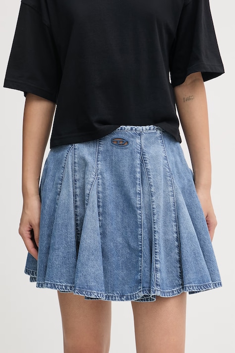Diesel spódnica jeansowa DE-SPIKI-S niebieska z efektem sprania A21694.068VY