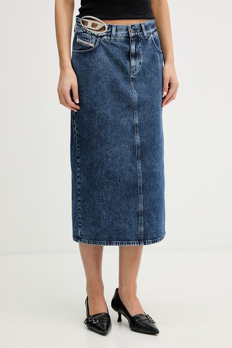 Diesel spódnica z rozcięciem jeansowa DE-SKYE-S1 gładka A21716.0ADCD