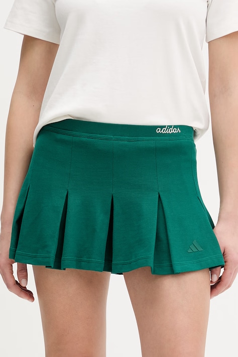 adidas spódnica bawełniana kolor zielony mini rozkloszowana KC3939