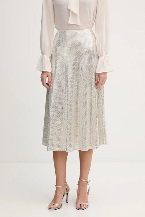 OUI spódnica kolor srebrny midi rozkloszowana 96029