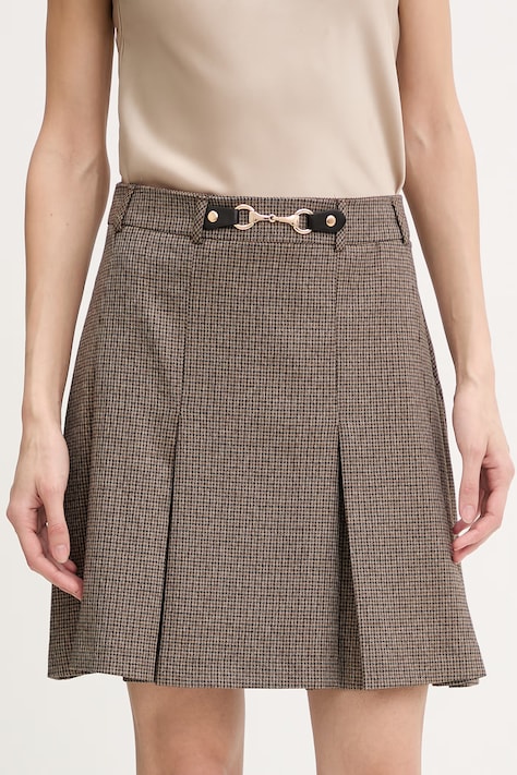 Morgan spódnica z wiskozą brązowa w kratkę JEN.F