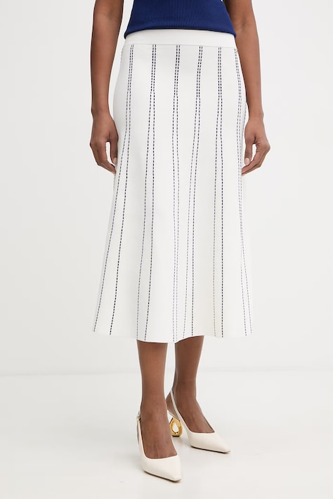 Liu Jo sukňa s viskózou béžová s pásikavým vzorom WA6148 MA81R