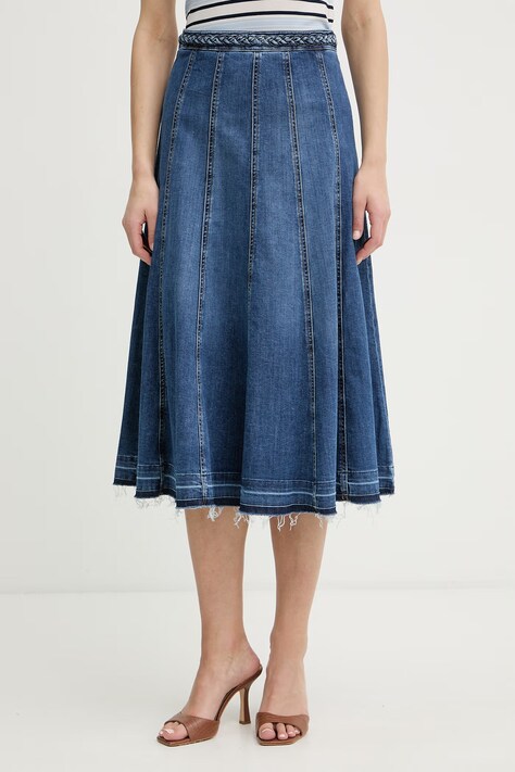 Liu Jo spódnica bawełniana niebieska gładka UA6085 D0275