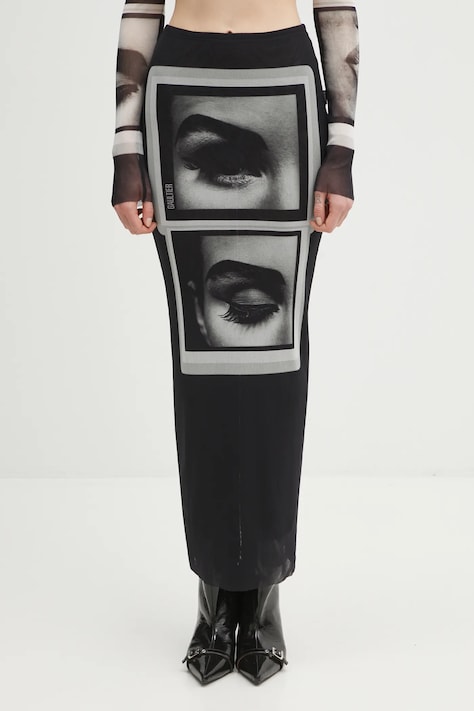 Φούστα Jean Paul GAULTIER Eyes and Lips χρώμα: μαύρο, 26/01-W-SK042-M021P